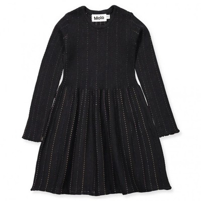 MOLO Kids Black Knit Gold Lurex Stripe Knit CAMERON Sweater Dress  2-3