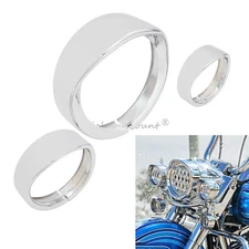 7" Headlight Ring + 4.5" Passing Fog Lights Trim Bezel Visor Covers For Harley