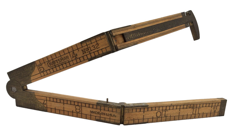 VINTAGE CRAFTSMAN NO. 132 BOXWOOD FOLDING RULE CALIPER SLIDE 12" EXCELLENT
