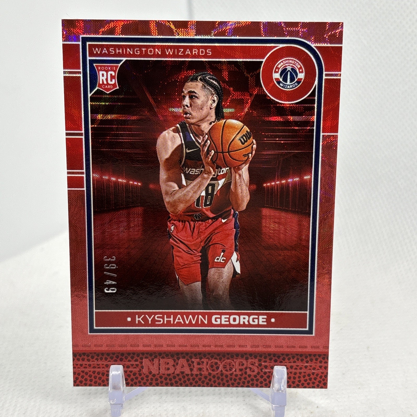 Kyshawn George 2024-25 NBA Hoops Red Scope RC /49 #254 Washington Wizards