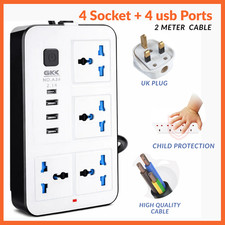 Surge Protected Extension Lead With USB USB C 3/6 Gang Way Power Cable UK Plug