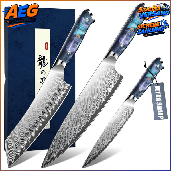 Messerset 3-Teilig Japanisch Scharfes KüChenmesser Set FüR Kochen KüChe 3 StüCk-image