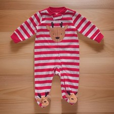 New Carter's Just One You Baby Boys Girls Reindeer Footed Pajama Red Gray Sz 3M