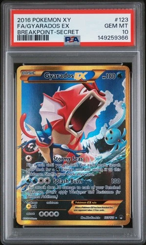 2016 POKEMON XY BREAKPOINT SECRET #123 FULL ART/GYARADOS EX PSA 10