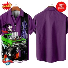 Rat Fink Hawaiian Shirt - Crazy Cartoon Rat, 50s & 60s Hot Rod Racing Theme