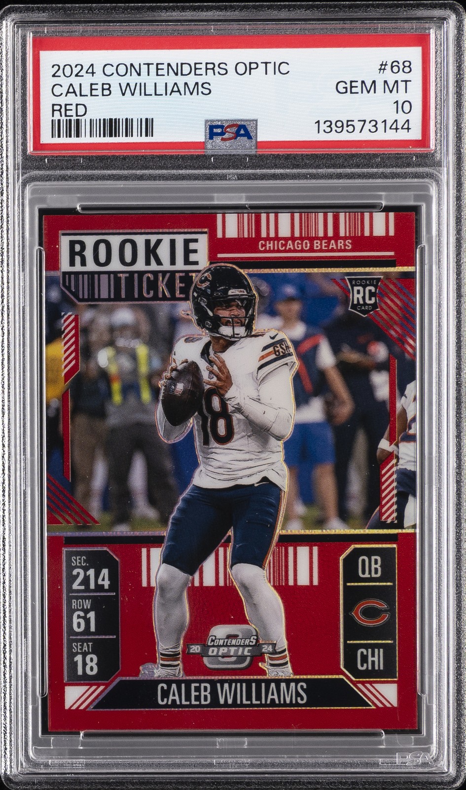 Caleb Williams Panini Contenders Optic #68 Red