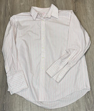 Brooks Brothers 346 Non Iron French Cuff Dress Shirt White Red Gray Stripe VTG