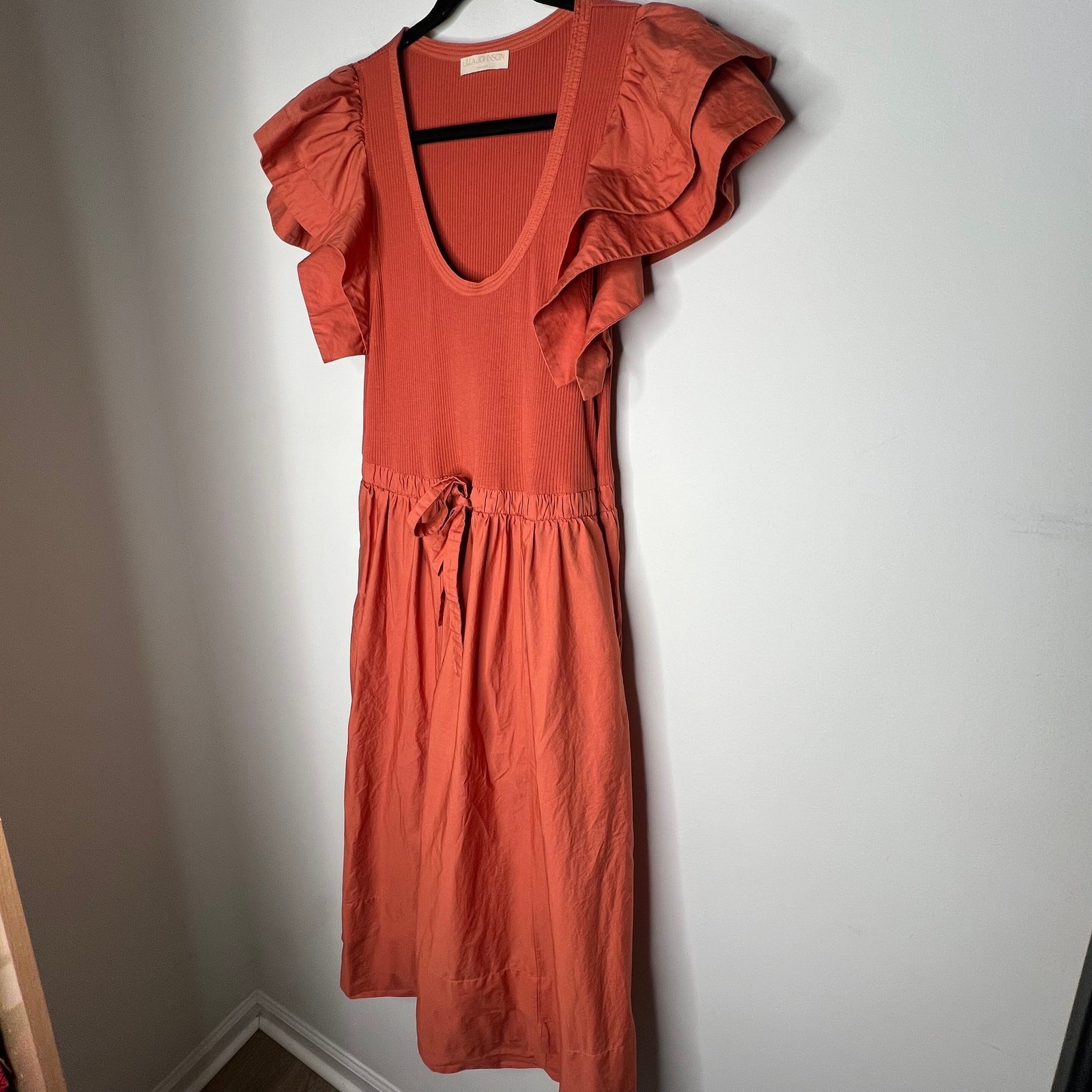Ulla Johnson Orange Poplin Louise Midi Dress Size… - image 4