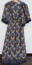Farm Rio Dress XS Blue Beige Cocopalm Midi