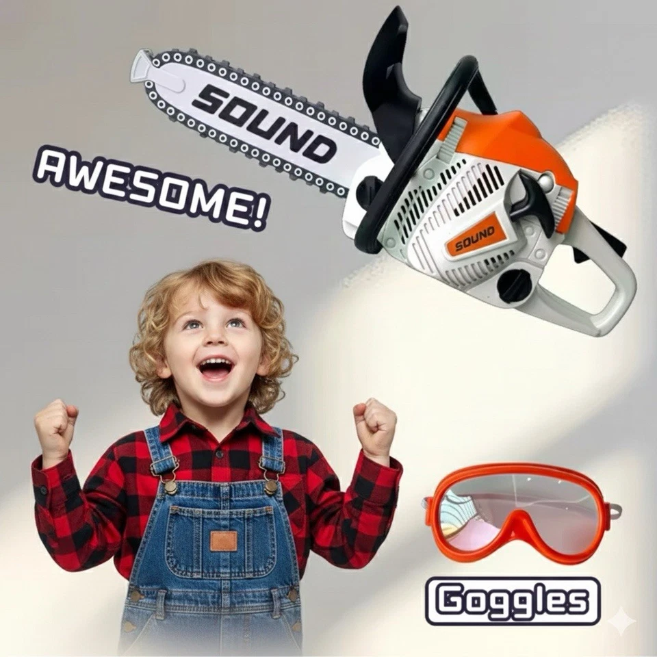 Juego de motosierra de juguete a batería para niños Sierra eléctrica realista Foto 2 de 3