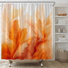 Marble Shower Curtain Orange Ombre Modern Abstract Art Floral Fabric Bathroom De