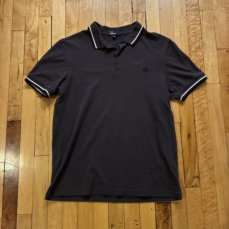 Fred Perry Vintage Mens Polo Shirt Size L Brown Classic Menswear Twin Tipped