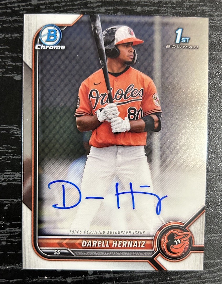 DARELL HERNAIZ 2022 BOWMAN CHROME 1ST #CPA-DHZ RC PROSPECT AUTO