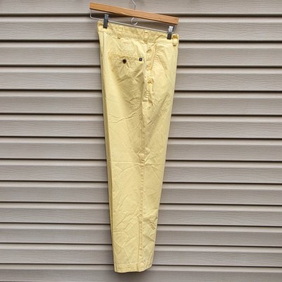 Brooks Brothers Chino Pants 32x30 Light Yellow Flat Front Coastal Preppy