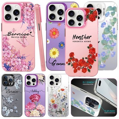Flower Design Personalised Case Laser PC Cover For iPhone 17 16 15 Pro Max 14 13