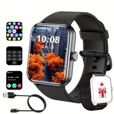 Black Smart Watch for Men Women Answer/Make Call with Heart Rate/Sleep Monitor