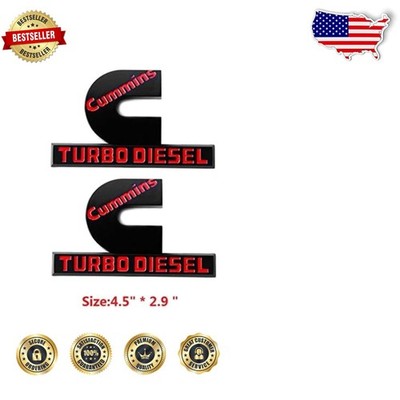 Durable 2Pack Cummins Turbo Diesel Badges Matte Red ABS 100% Waterproof