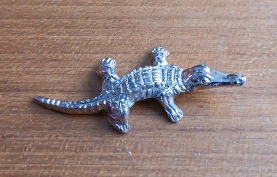Vintage Silver Tone Crocodile Alligator Figurine Collectable
