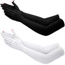 2Pairs Women  s UV Sun Gloves Long Full Finger Non-Slip Driving Arm Protection