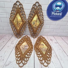 Vintage Set Of 4 Burwood Products Company 1350 Country Wall Plaques Made in USA