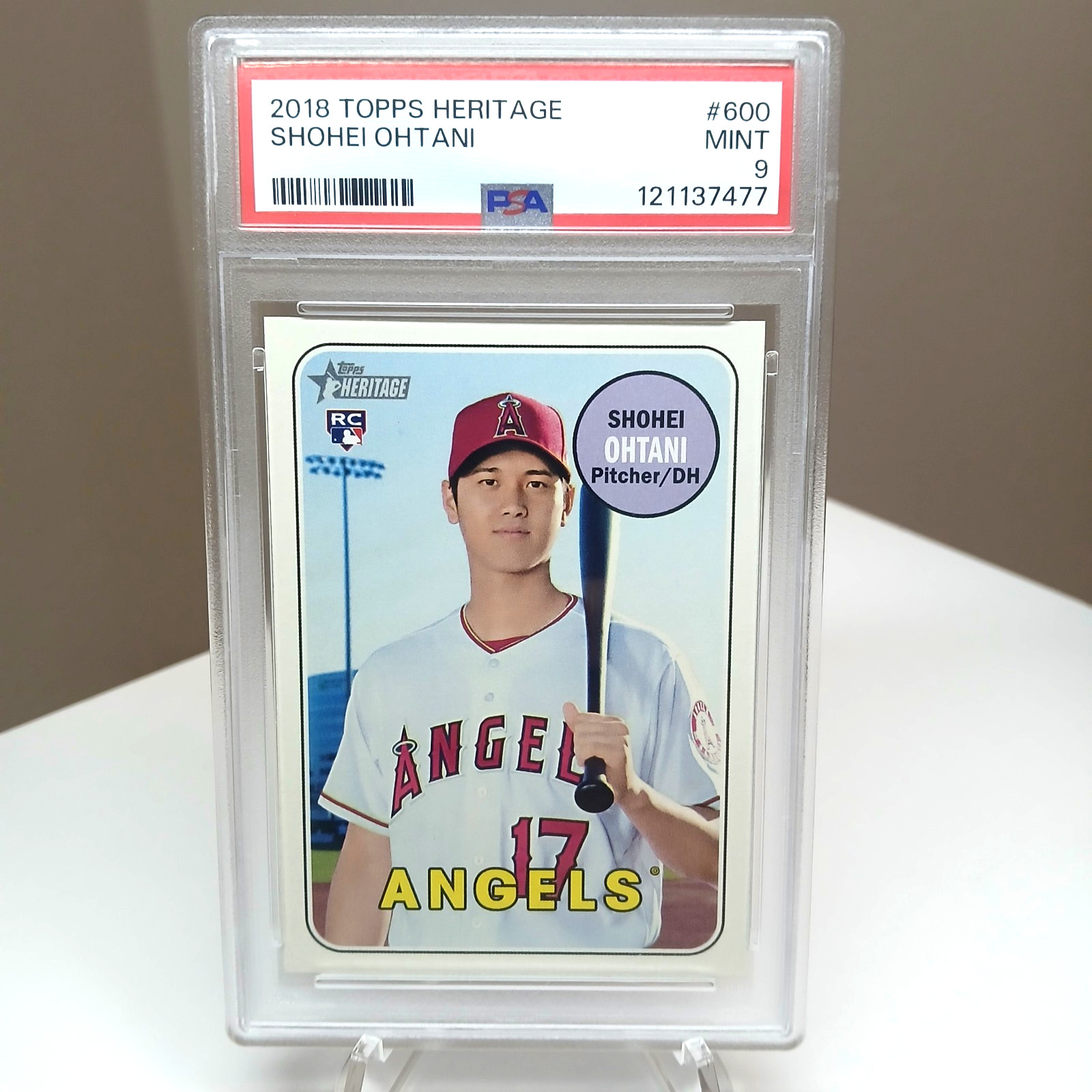 Shohei Ohtani 2018 Topps Heritage #600 PSA 9 view 1