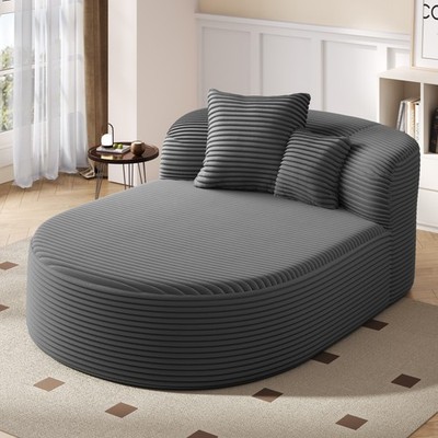 Modern Chaise Lounge Boneless Couch 51.6'' Sofa Bed w/Pillows for Living Room