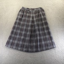 Vtg Pendleton Skirt Womens Small Gray Plaid Midi Wool School Old Money USA Made