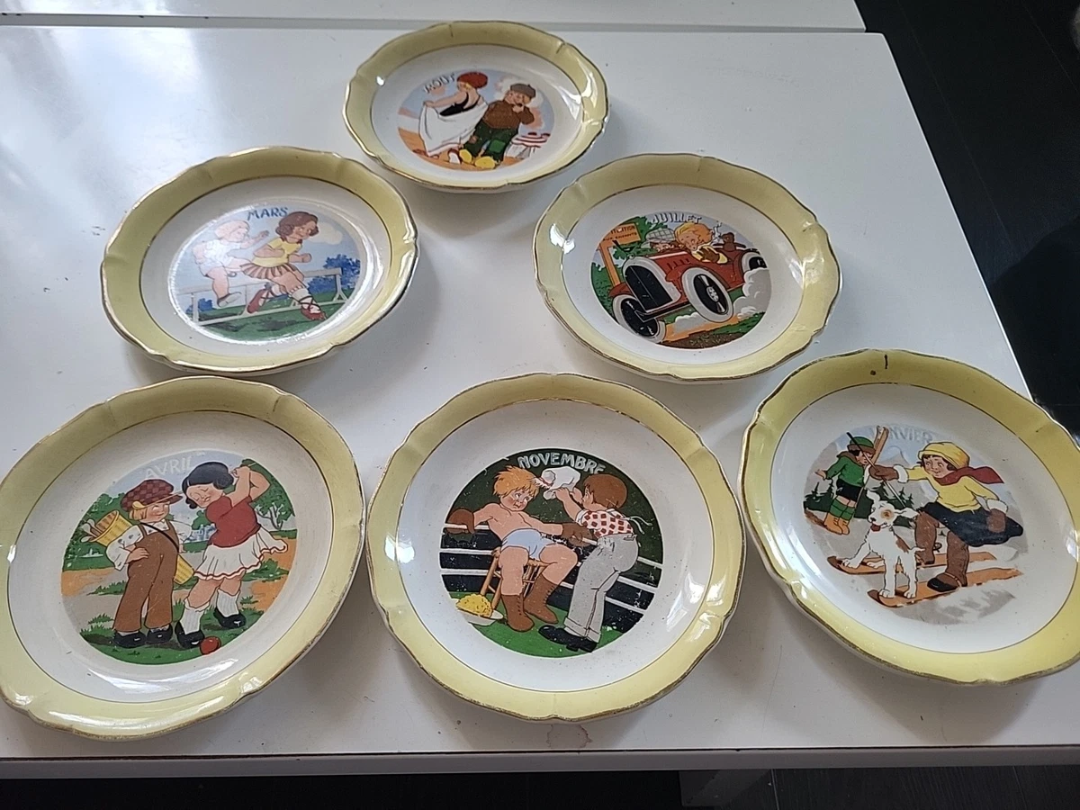 5 Assiettes Plates De Dînette Saint Amand Hamage - Jouet Ancien Pour Poupée