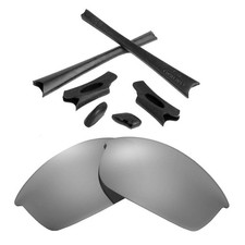 Walleva Titanium Polarized Lenses and Black Rubber Kit For Oakley Flak Jacket