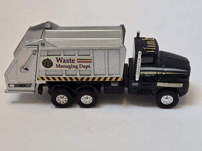 #ad Garbage Truck 6quot;X1.5quot; Pullback Action Black Tailgate Diecast Free Shipping $14.99