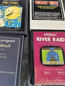 Atari Games Lot Of 9 River Raid Donkey Kong Frogger Pac Man Cartridges Untested