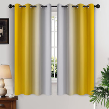 Yellow Ombre Curtains 63 Inches Long, Light Blocking Gradient Color Curtain Pane