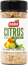 (Free Duty Tax) Badia Citrus Salt, 7 oz – Zesty Blend of Sea Salt with Lemon