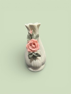 Petite Porcelain Rose Bud Vase | Delicate Floral Accent for Romantic Spaces