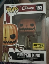 NIB Rare Funko Pop! Pumpkin King #153 Disney Hot Topic Glow in Dark Vinyl Figure