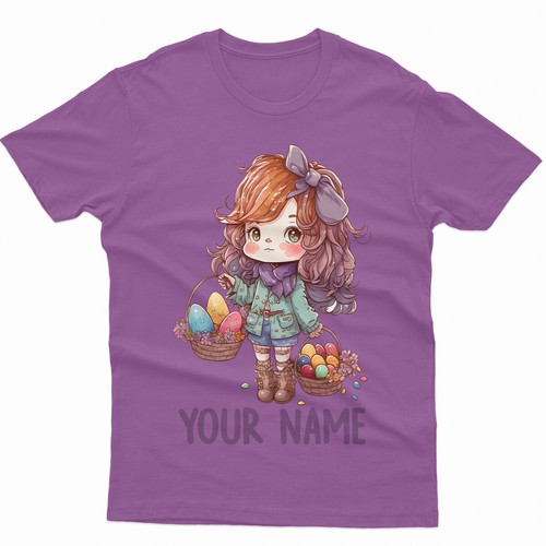 Personalised Happy Easter Cute Girl Spring Festival Family Fancy T-Shirt #ED - Picture 8 of 13