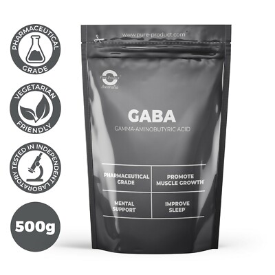 500g  Gamma-Aminobutyric Acid 100% Pharmaceutical Grade powder GABA