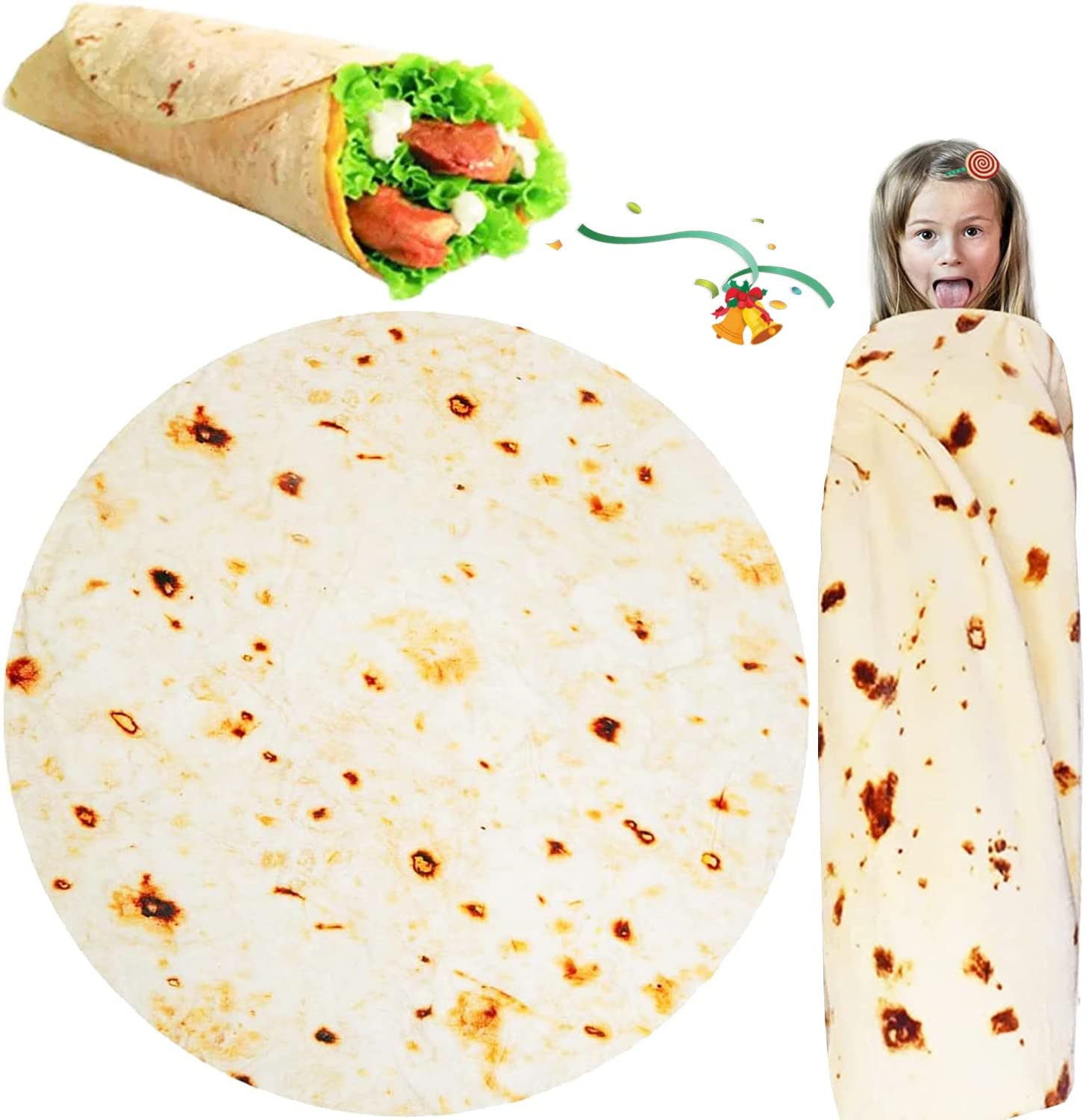 Manta Burrito Para Tortillas Regalo Adultos Niños Divertida Manta Redonda