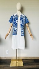 70s Miss Shaheen 2 Piece Set Dress Jacket Blue Paisley Hawaii VTG 1970s Size 16