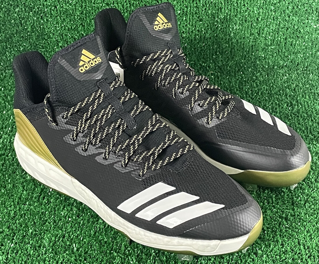 new mens Adidas Boost Icon 4 Core Black/ Gold metal Baseball Cleats Sz 12 CG5148