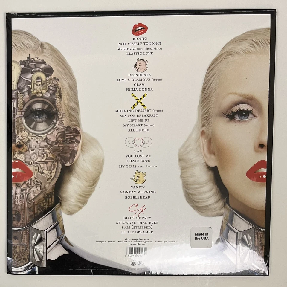 Christina Aguilera Bionic 3xLP Clear Black Splatter Vinyl Urban Outfitters SEALD - Image 2 of 3