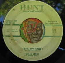 HEAR Tom & Jerry 45 Don't Say Goodbye / Thats My Story HUNT teen Simon Garfunkel