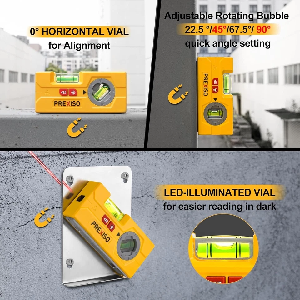 2-in-1 Line Laser Level - Mini Torpedo Level with Light, 3-3/4 inch Rotatable - Image 2 of 4
