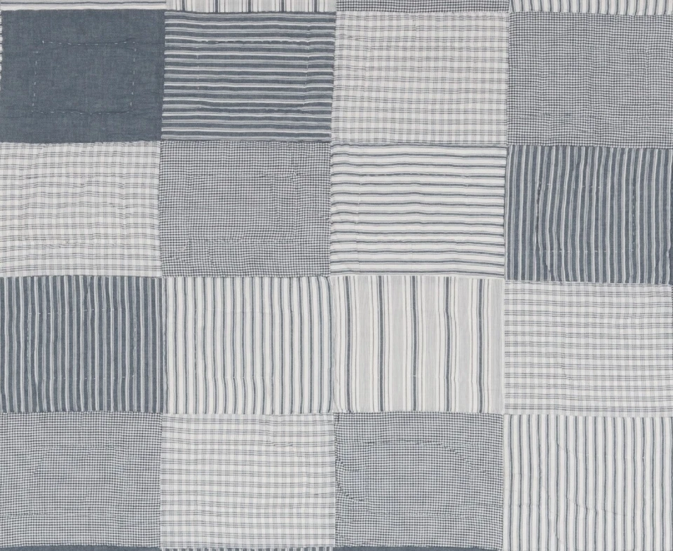 Синее негабаритное королевское лоскутное одеяло двусторонний фермерский дом постельное белье пэчворк мельница - Изображение 4 из 4