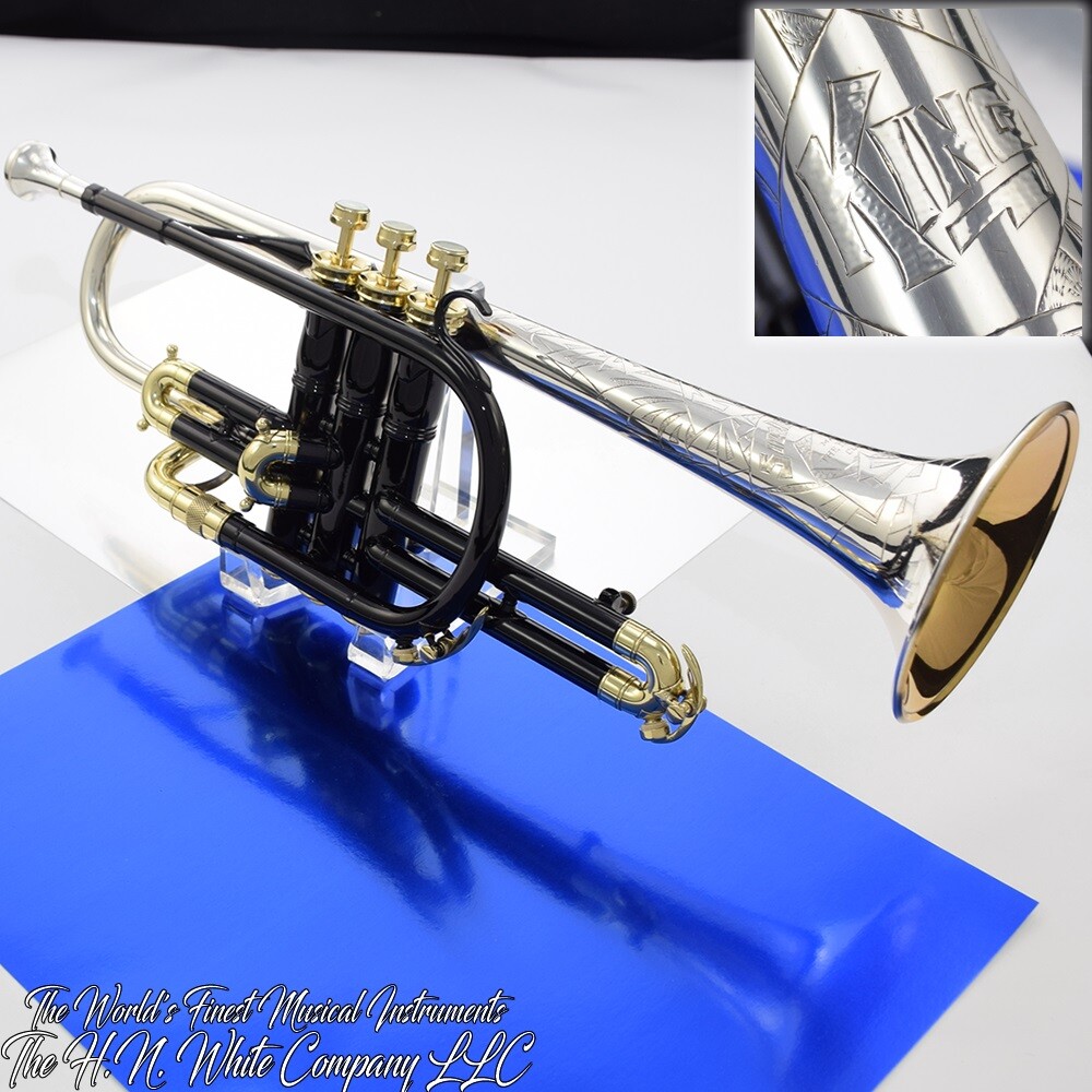 Vintage King H. N. White Silver Tone Master Model Cornet Black