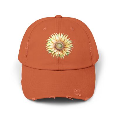 Sunflower Cap, Floral Hat, Distressed Baseball Cap, Unisex Adjustable  Headwear