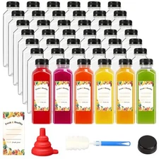 42pcs 16oz Plastic Juice Bottles With Caps Refrigerator Juice Container With Lid