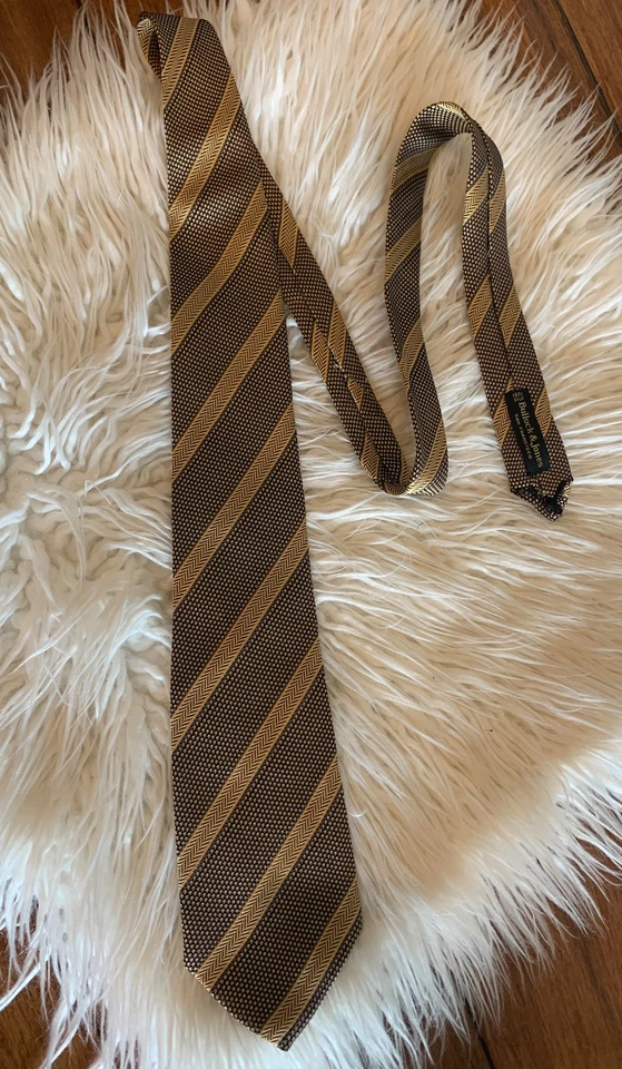 Bullock and Jones Hombre Corbata Cuello Rayas Dorado/Negro Foto 3 de 4