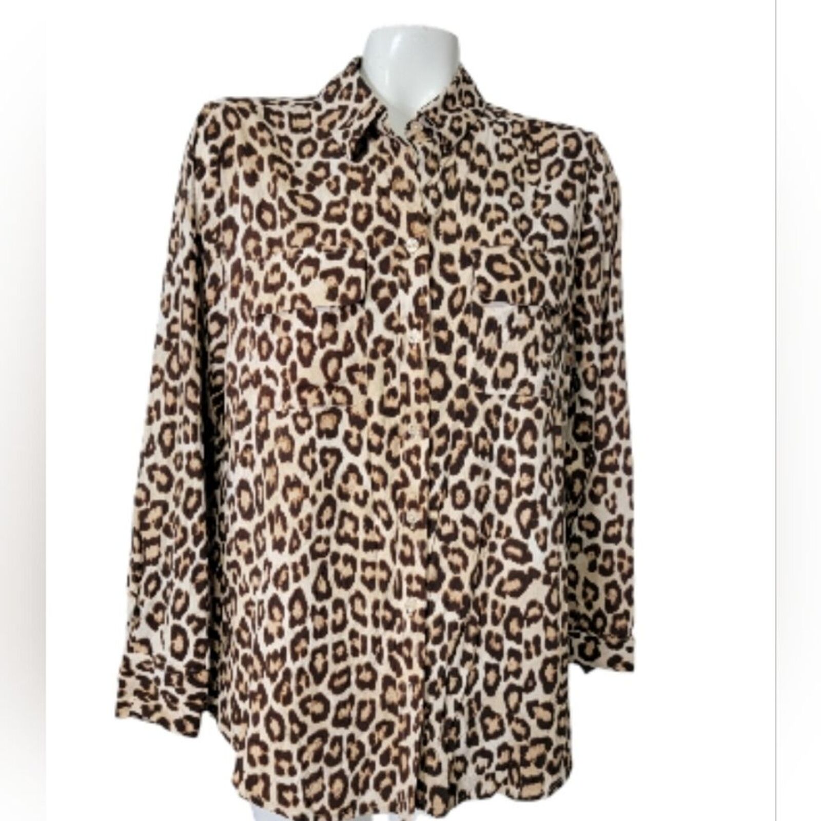 Chicos animal print long sleeves blouse size 1 be… - image 1