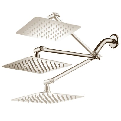 HotelSpa 10'' Rainfall Showerhead   11'' Adjustable Extension Arm   Brushed Nickel